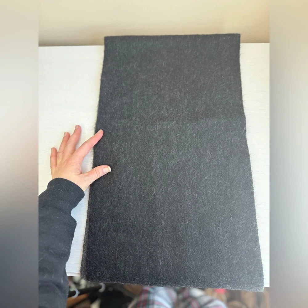 Murano 100% CASHMERE Two-Layer Black Gray Scarf